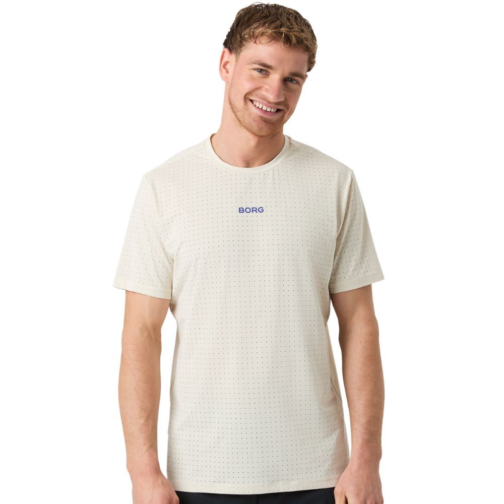 Björn Borg Borg Running Perforated T-Shirt - Off White