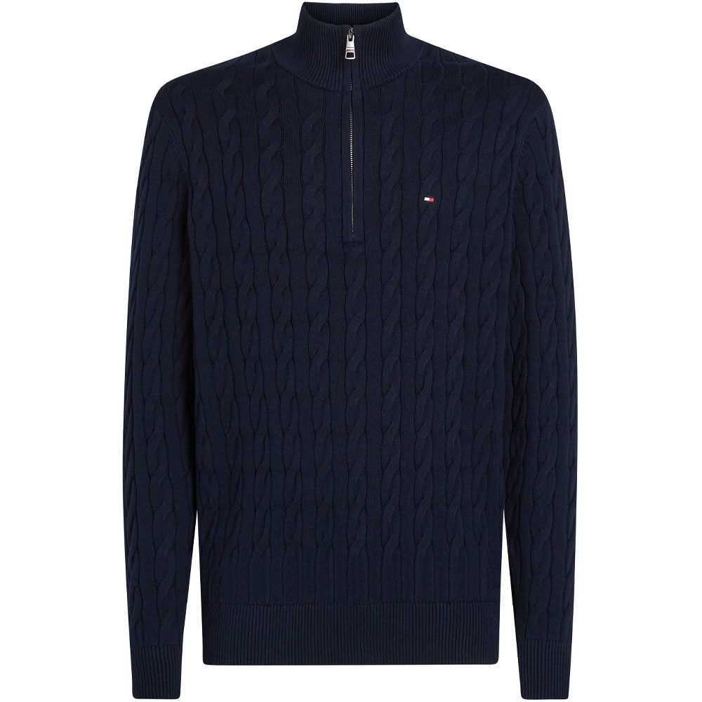 Tommy Hilfiger Classic Cable Zip Sweater - Blue