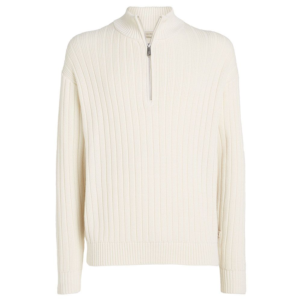 Calvin Klein Ribbed Half Zip Pullover - Off White