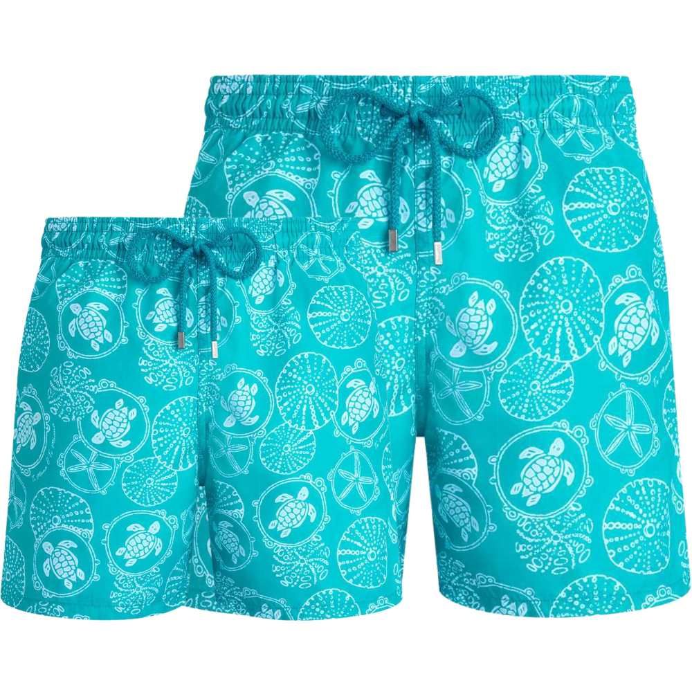 Vilebrequin Father & Son Swim Shorts Turtles - Light Blue
