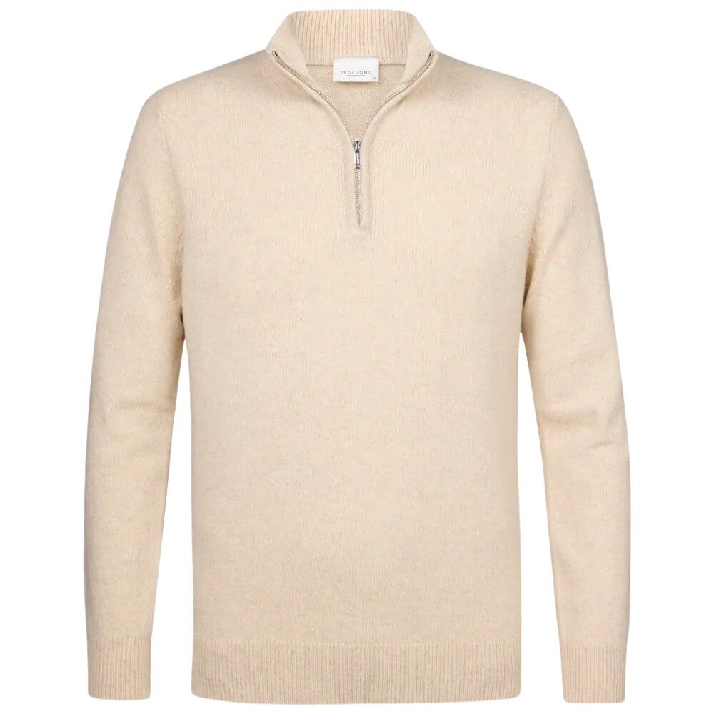 Profuomo Woolen Pullover Half Zip - Off White