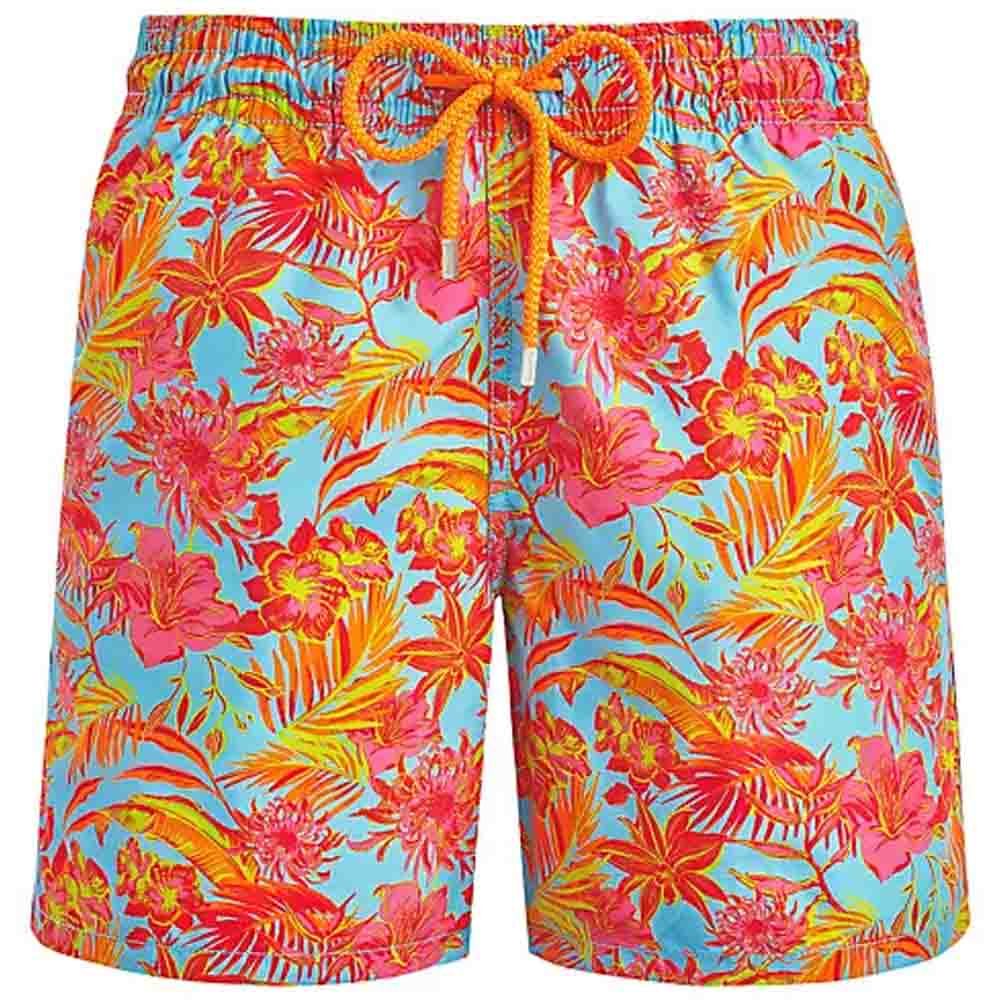 Vilebrequin Badeshorts Tahiti Flowers - Hellblau