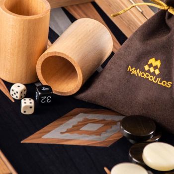 Manopoulos American Walnut Backgammon Set - Black Oak