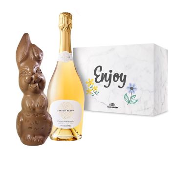 Boîte Cadeau Lapin De Pâques & Vin Pétillant French Bloom NA