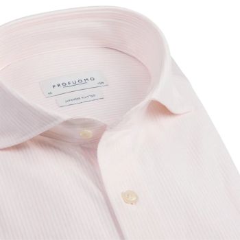 Profuomo Striped Japanese Knitted Shirt - Pink