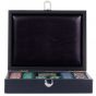 Leather poker set with chips in black