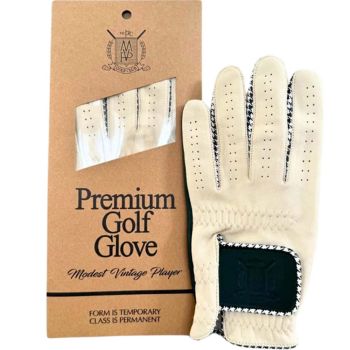 Modest Vintage Player Pro Houndstooth Cabretta Leather R/H Golf Gloves - Green / Cream