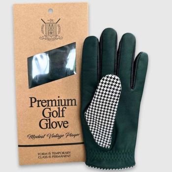Modest Vintage Player Pro Houndstooth Cabretta Leather Golf Gloves - Green / Black
