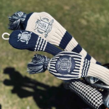 Modest Vintage Player Wool Knit Golf Covers Set - Cream/Navy