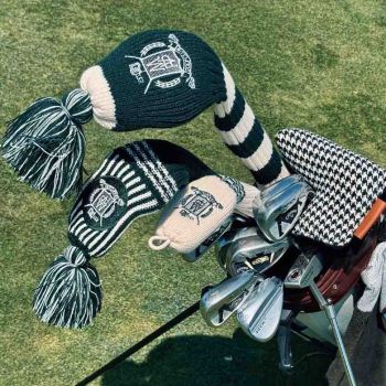 Modest Vintage Player Wool Knit Golf Covers Set - Cream/Green