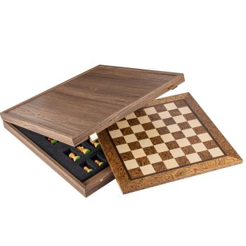 Manopoulus Chess Set with Wooden Stauton Chessmen - Walnut Burl