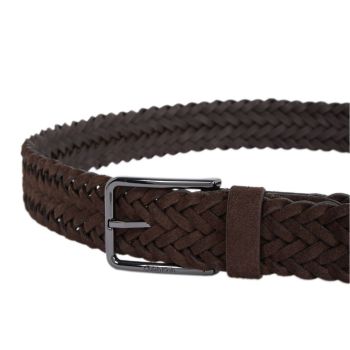Calvin Klein Ceinture Tressée En Cuir - Marron