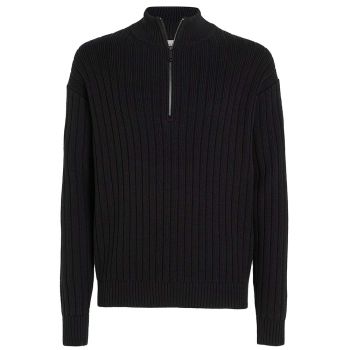 Calvin Klein Ribbed Half Zip Pullover - Black