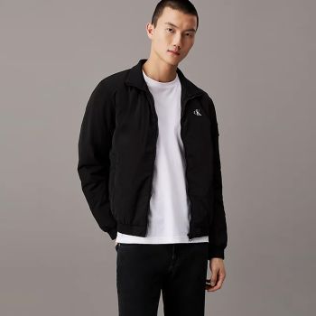 Calvin Klein Vatteret nylonjakke med lynlås - sort