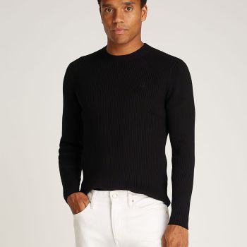 Calvin Klein Pull Côtelé  - Noir