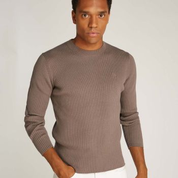 Calvin Klein Pull Côtelé  - Marron
