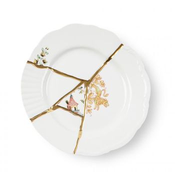 KINTSUGI-n'2" DESSERT PLATE IN PORCELAIN