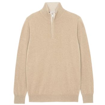 Kujten Finn Pullover Demi-fermeture En Cachemire - Beige