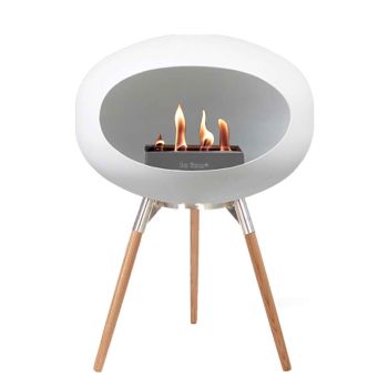 Le Feu Bio Fireplace White Ground Wood Low - Soaptreated Oak