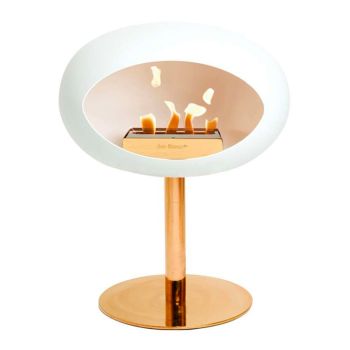 Le Feu Bio Fireplace White Ground Steel Low - Rosé Gold