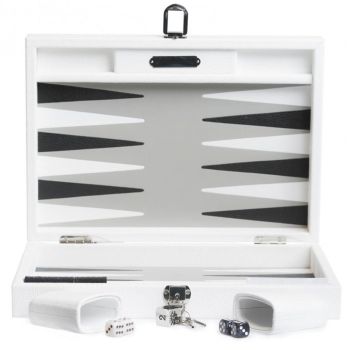 Leather Backgammon in buffalo white