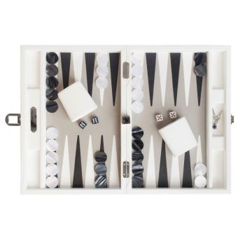 Hector Saxe Backgammon En Cuir - Blanc
