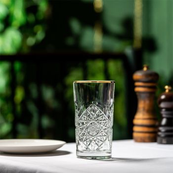 Hobstar Longdrink Glas Med Gylden Kant
