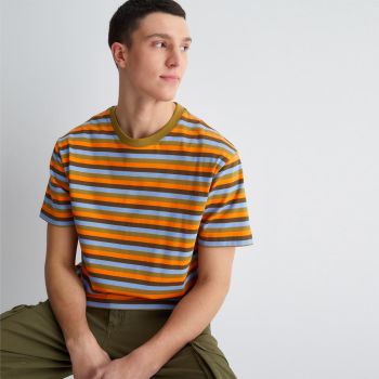 Liu Jo Stribet T-shirt - Militærgrøn