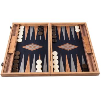 Manopoulus American Walnut Backgammon Set - Black Oak