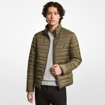 Michael Kors Vendbar quiltet pufferjakke - Navy/Olive