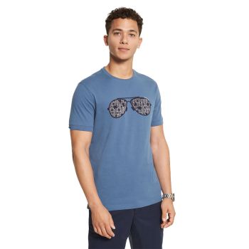 Michael Kors Newsprint Logo Aviator T-Shirt - DK Chambray