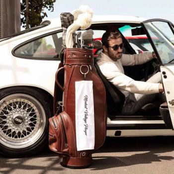 Modest Vintage Player Leather Golf Bag Cart - Heritage Brown