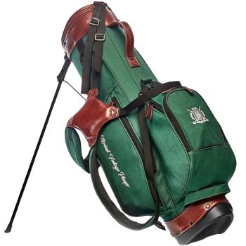 Modest Vintage Player Leather Golf Bag Stand - Green Canvas