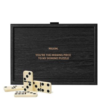Personalised Manopoulos Domino Set - Black Wood - Valentine’s Edition