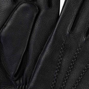 Profuomo Gants En Cuir De Cerf - Noir