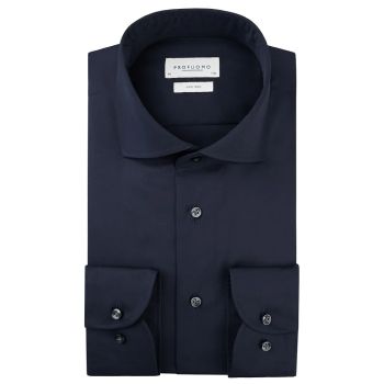 Profuomo Chemise En Sergé Fin - Marine