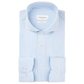 Profuomo Chemise En Tricot Japonais - Bleu Rayé