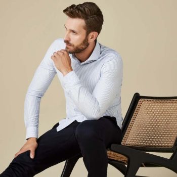 Profuomo Chemise En Tricot Japonais - Bleu Rayé