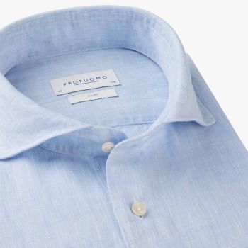 Profuomo Chemise En Lin - Bleu