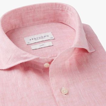 Profuomo Chemise En Lin - Rose Foncé