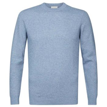 Profuomo Pull En Laine Côtelée - Bleu Clair