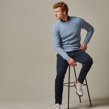 Profuomo Pull En Laine Côtelée - Bleu Clair