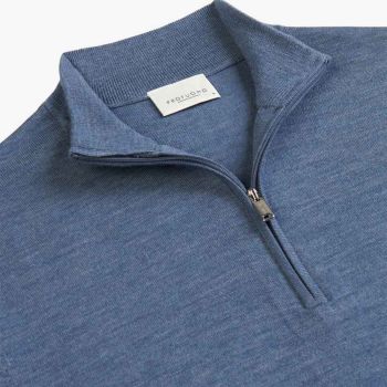 Profuomo Merino Woolen Pullover Half Zip - Blå