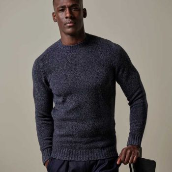 Profuomo Pullover med besætning i kogt uld - Navy
