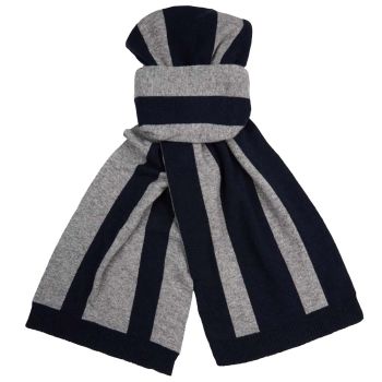 Profuomo Écharpe Tricotée En Laine Et Cachemire - Marine & Gris