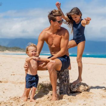 Son of a Beach Short De Bain Uni Père & Fils - Bleu