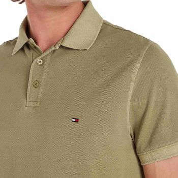 Tommy Hilfiger Polo Teint En Plongée - Vert Olive Délavé