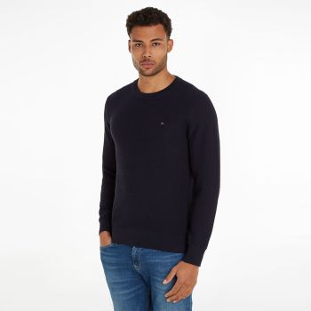Tommy Hilfiger Pull Ovale En Tricot Gaufré - Marine 