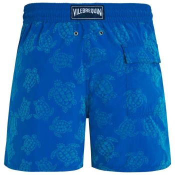 Vilebrequin Short De Bain Floqué En Velours Tortues - Bleu