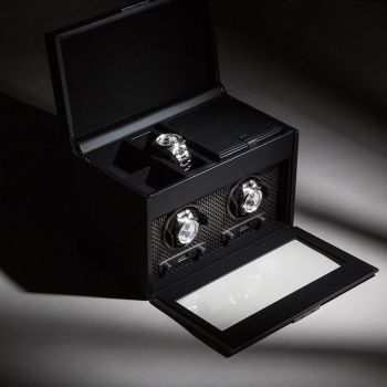 WOLF Axis Remontoir De Montre Double Avec Rangement - Revêtement En Poudre